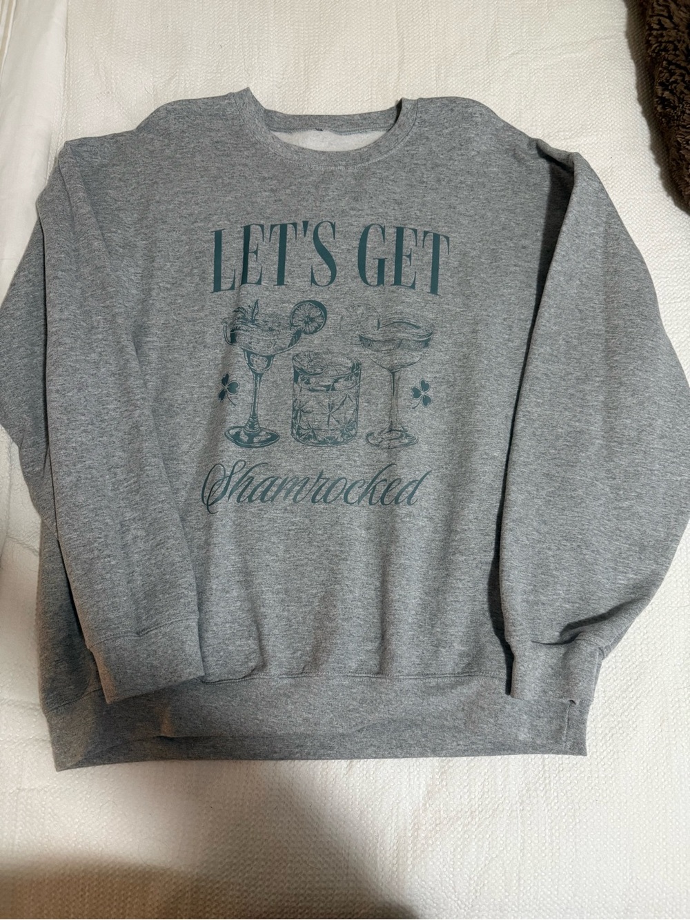 Hanes Gray Sweatshirt with Teal Green Graphic